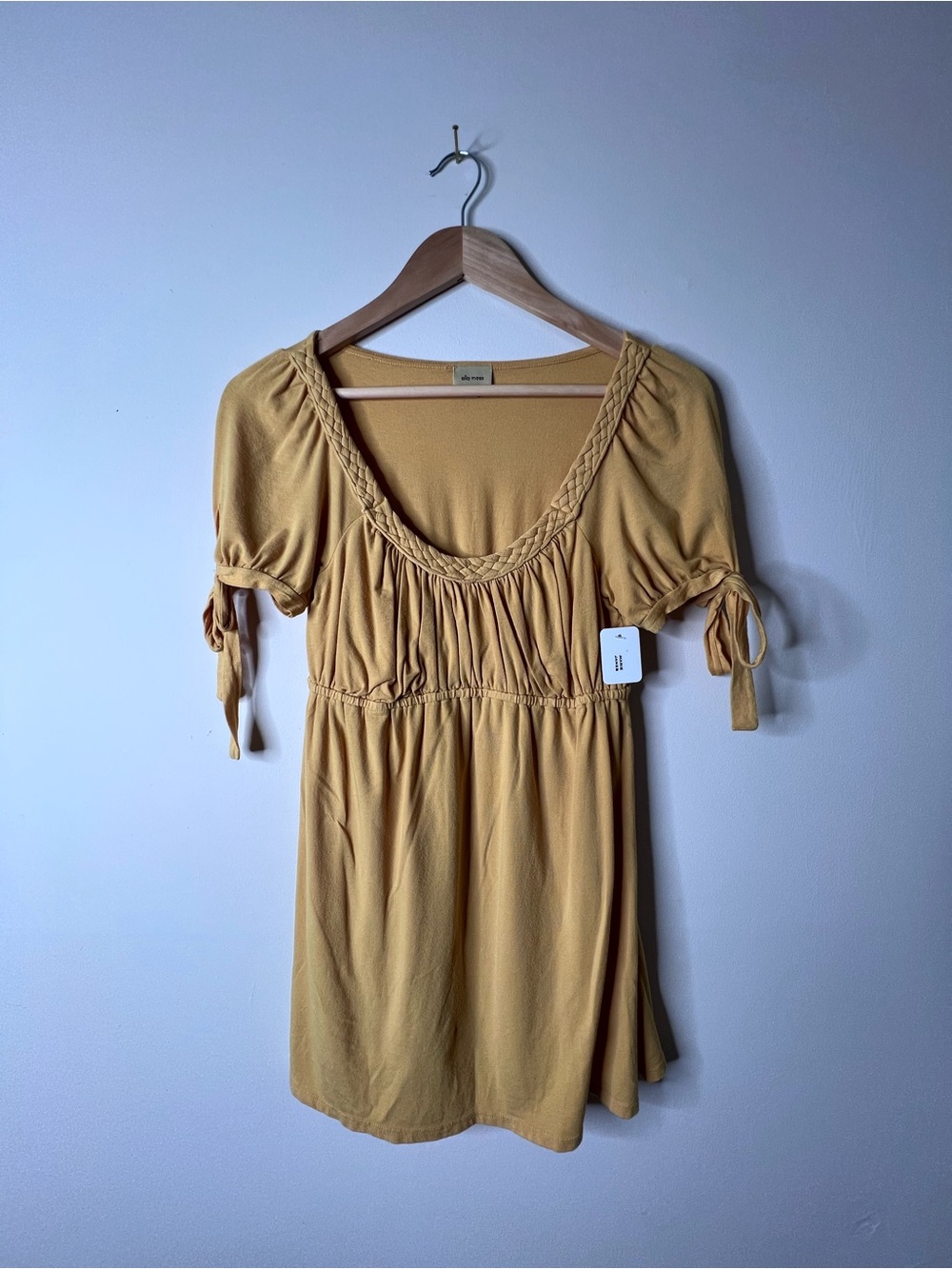 Ella Moss Mustard Scoop-Neck Tie Sleeve Tunic